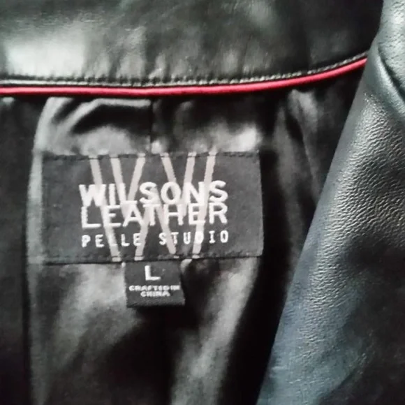Wilsons Black Leather Trench Coat - Picture 2 of 7
